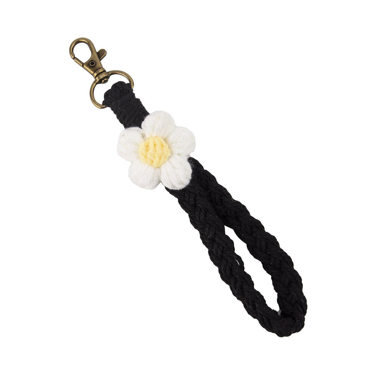 Wholesale Flower Handmade Woven Cotton Rope Keychains